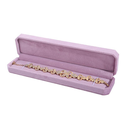 Custom Logo Velvet Perhiasan Box untuk Hanhong Pink Kalung Gelang Ring Kemasan