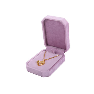 Custom Logo Velvet Perhiasan Box untuk Hanhong Pink Kalung Gelang Ring Kemasan