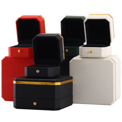 Beli Multi-Color Octagonal PU Kulit Perhiasan Kemasan Kasus Dengan Emas Dekorasi online manufacture