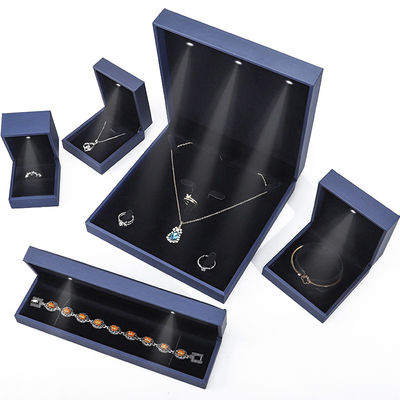 Beli High End Brushed Grain LED Kotak Perhiasan, Kotak Cincin Kulit PU Dengan Cahaya Di Dalam online manufacture