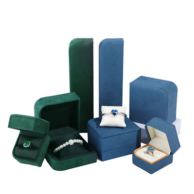 Paket Perhiasan Kulit Mikrofiber Hijau Mewah untuk Earrings dan Cincin dari Hanhong