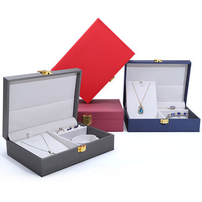 Logo Pelanggan Hanhong PU Kotak Perhiasan Kulit untuk Cincin Earrings Gelang dan Kalung