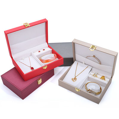 Logo Pelanggan Hanhong PU Kotak Perhiasan Kulit untuk Cincin Earrings Gelang dan Kalung