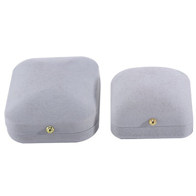 Hanhong Gray Velvet Perhiasan kotak persegi panjang untuk gelang anting kalung cincin Custom