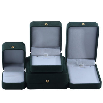 Beli Custom Logo Green Velvet Perhiasan kotak kemasan untuk kalung gelang anting cincin online manufacture