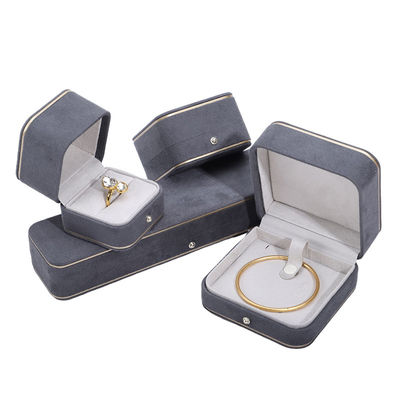 Hot Stamping Logo Hanhong Gray Custom Jewelry Box untuk Kalung Gelang Earrings