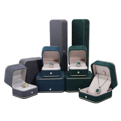 Hot Stamping Logo Hanhong Gray Custom Jewelry Box untuk Kalung Gelang Earrings