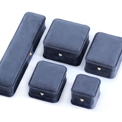 Handmade Gray Velvet Jewelry Box untuk Custom Luxury Bracelet Earrings Kalung Pearl Lock