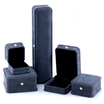 Handmade Gray Velvet Jewelry Box untuk Custom Luxury Bracelet Earrings Kalung Pearl Lock