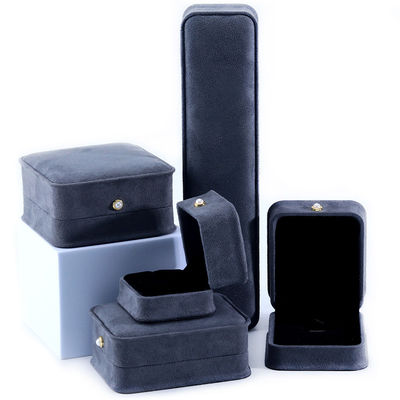 Handmade Gray Velvet Jewelry Box untuk Custom Luxury Bracelet Earrings Kalung Pearl Lock