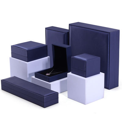Beli Hanhong Handmade Velvet Jewelry Packaging Box untuk Kalung dan Cincin 9*9*4.5cm Blue PU Leather online manufacture