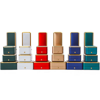 Customized Gold Trim LED Jewelry Box Organizer untuk Gelang Kalung Earrings Ring