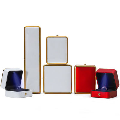 Customized Gold Trim LED Jewelry Box Organizer untuk Gelang Kalung Earrings Ring
