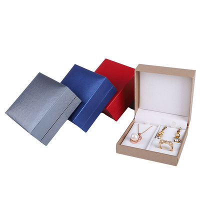 Customized Luxury Brushed Pattern Square Paper Jewelry Box untuk Hanhong Ring Necklace