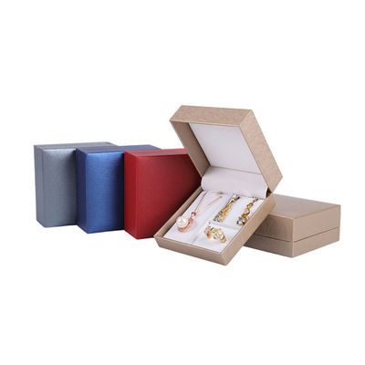 Customized Luxury Brushed Pattern Square Paper Jewelry Box untuk Hanhong Ring Necklace