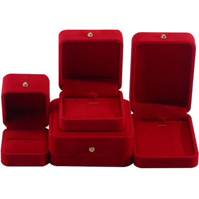 Beli Kotak kemasan perhiasan red velvet untuk kalung gelang stud anting cincin logo khusus online manufacture