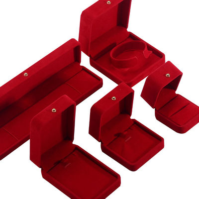 Kotak kemasan perhiasan red velvet untuk kalung gelang stud anting cincin logo khusus