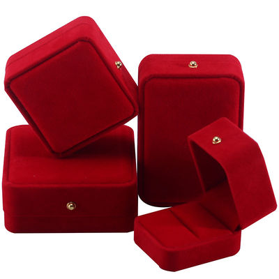 Kotak kemasan perhiasan red velvet untuk kalung gelang stud anting cincin logo khusus