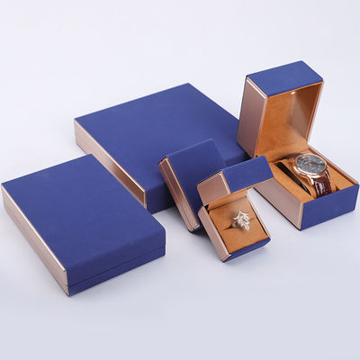 19x19x4cm Blue Velvet PU Kulit Perhiasan Kotak Hadiah dengan Lampu LED dan Lining Velvet