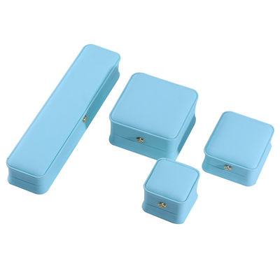 Paket Perhiasan dalam Cyan dengan Desain Mahkota Hanhong Custom Logo Luxury PU Kulit Kotak