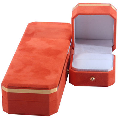 Beli Paket Perhiasan untuk Kalung Pernikahan Earrings dan Ring Hanhong Custom Orange Velvet Box online manufacture