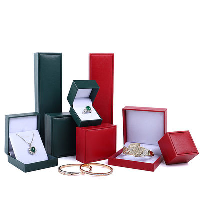 Customized Size Paper Velvet Hanhong Color Jewelry Box untuk Kalung Gelang Cincin Earrings