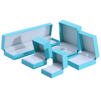 Beli Custom Logo Light Blue Paper Jewelry Box Dipenuhi Kulit untuk Pengemasan online manufacture