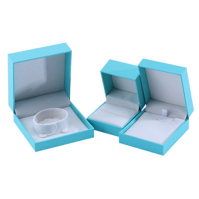Pabrik grosir Perhiasan Mewah Kotak Pribadi Custom High End Kalung Gelang Earrings Cincin Perhiasan Set Kemasan kertas kardus langit biru flip Perhiasan Kotak dengan logo