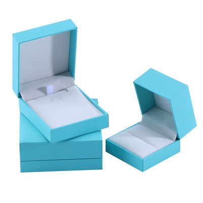 Pabrik grosir Perhiasan Mewah Kotak Pribadi Custom High End Kalung Gelang Earrings Cincin Perhiasan Set Kemasan kertas kardus langit biru flip Perhiasan Kotak dengan logo