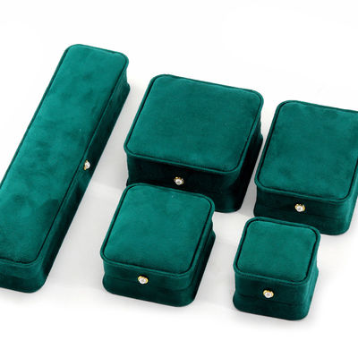 9*9*4.5cm Green Velvet Ring Jewelry Box untuk Customized Bracelet Earrings Packaging