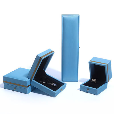 Hanhong Custom Blue Leather Jewelry Box untuk Ring Necklace Bracelet Pernikahan Hubungi Kami
