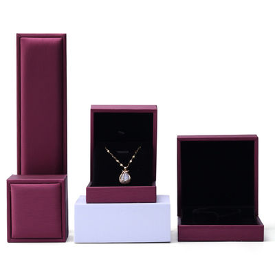 Custom Luxury Velvet Jewelry Packaging Box dengan PU Kulit Ungu dari Hanhong