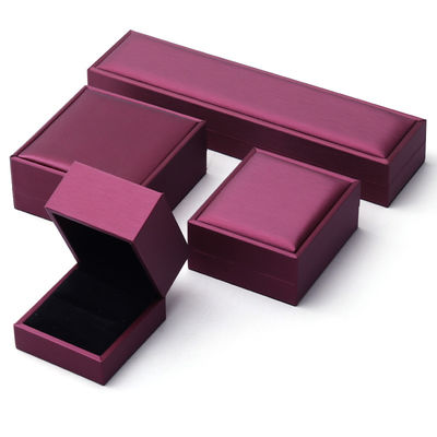Custom Luxury Velvet Jewelry Packaging Box dengan PU Kulit Ungu dari Hanhong