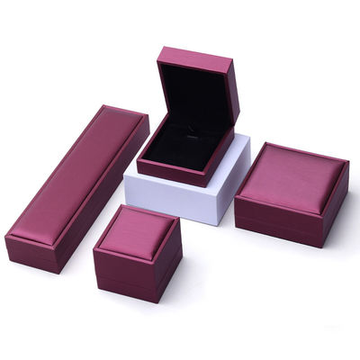 Custom Luxury Velvet Jewelry Packaging Box dengan PU Kulit Ungu dari Hanhong