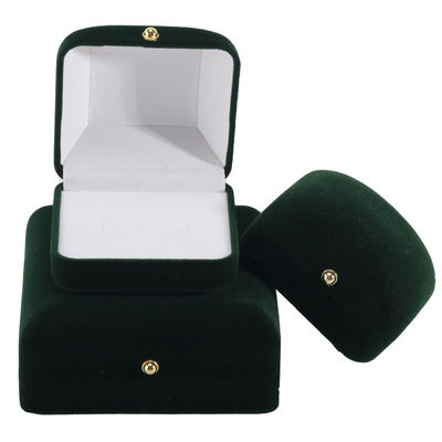 Grosir Produksi Mewah buatan tangan Perhiasan Kotak kemasan Logo khusus yang dipersonalisasi High end Kalung hijau gelap Gelang Earrings Cincin Kemasan Kotak Perhiasan Velvet