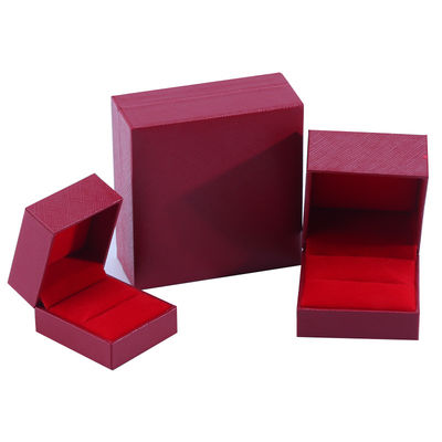 Pabrik grosir Perhiasan kotak persegi mewah Perhiasan kotak khusus high end Kalung Gelang Earrings Cincin perhiasan set Kemasan kertas kardus flip merah Perhiasan kotak dengan logo