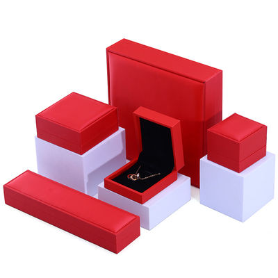 Custom Brand Red Fux Kulit Perhiasan Kotak Perhiasan Mewah Kotak Kemasan
