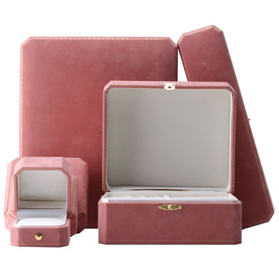 Beli Pink Velvet Rectangle Jewelry Box untuk Custom Luxury Pattern Bracelet Set Custom Logo online manufacture
