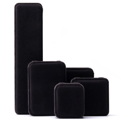 Custom Logo Printing Perhiasan Ring Box dalam Bentuk Square Handmade dengan Dark Gray Velvet