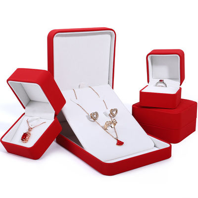 Beli Custom Luxury Necklace Packaging Box dalam PU Kulit Merah dengan Velvet Lining dan Hubungi Kami online manufacture
