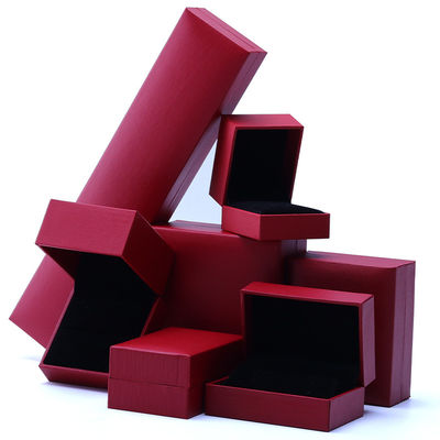 Beli OEM Red Paper Perhiasan Box Set Velvet Lining Custom Perhiasan Kemasan Kasus online manufacture
