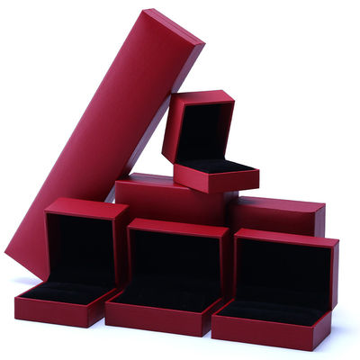 OEM Red Paper Perhiasan Box Set Velvet Lining Custom Perhiasan Kemasan Kasus