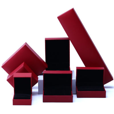 OEM Red Paper Perhiasan Box Set Velvet Lining Custom Perhiasan Kemasan Kasus
