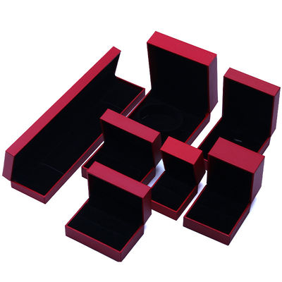 OEM Red Paper Perhiasan Box Set Velvet Lining Custom Perhiasan Kemasan Kasus