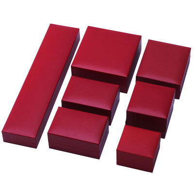 OEM Red Paper Perhiasan Box Set Velvet Lining Custom Perhiasan Kemasan Kasus