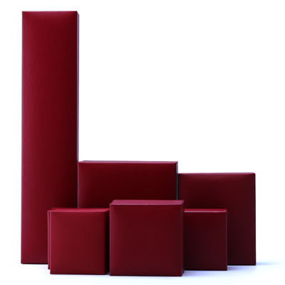 OEM Red Paper Perhiasan Box Set Velvet Lining Custom Perhiasan Kemasan Kasus