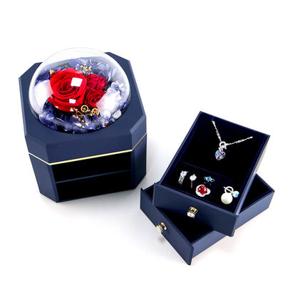 Kotak Perhiasan Bunga Kalung Cincin Perhiasan Kotak Dengan Mawar Untuk kejutan Hari Valentine