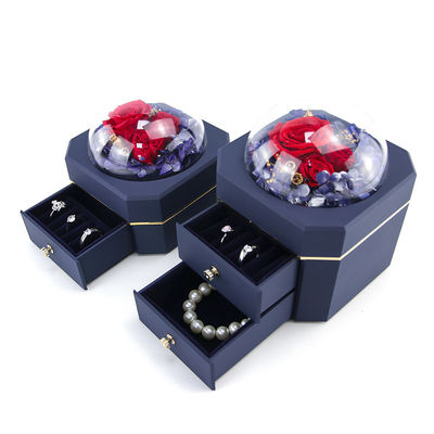 Kotak Perhiasan Bunga Kalung Cincin Perhiasan Kotak Dengan Mawar Untuk kejutan Hari Valentine