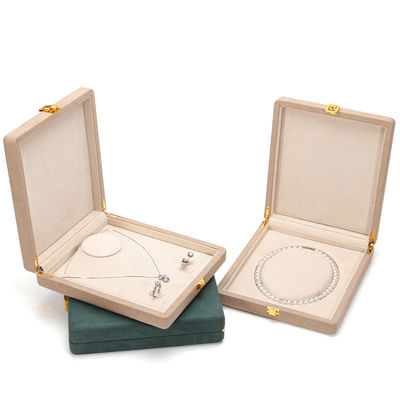 Paket Perhiasan Mewah untuk Kalung Mutiara Custom Bundar Putih Mikrofiber Kulit Ring Storage Box