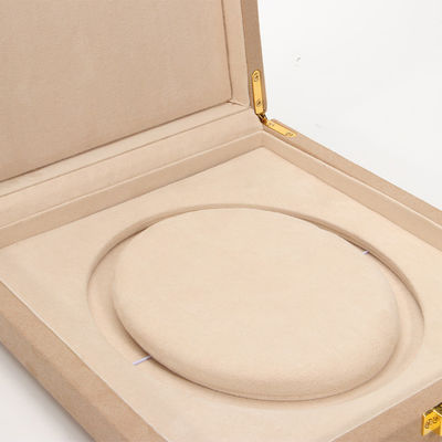 Paket Perhiasan Mewah untuk Kalung Mutiara Custom Bundar Putih Mikrofiber Kulit Ring Storage Box